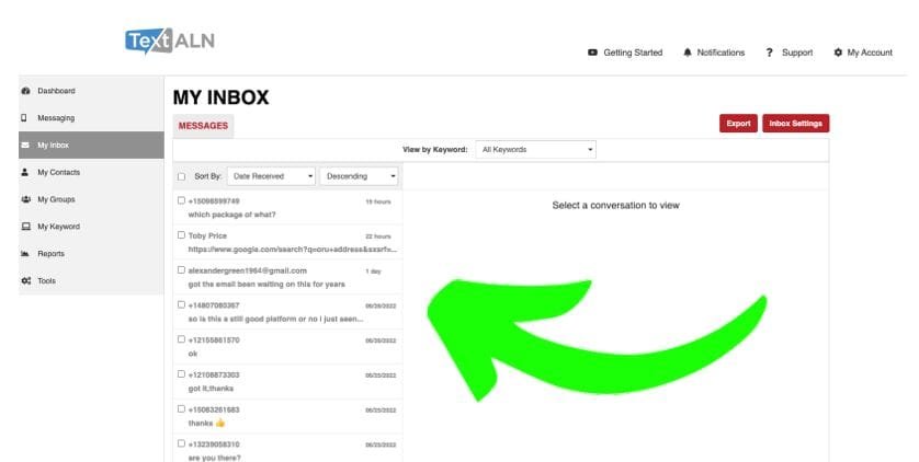 Text ALN Review: 3 Ways You Earn BIG with SMS Marketing 6 Text ALN SMS marketing inbox